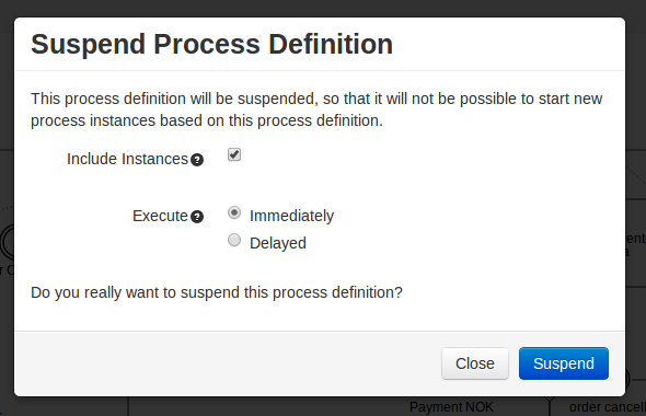 Suspend process Definition