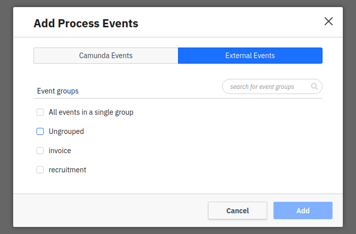 Add Process Events Modal Window