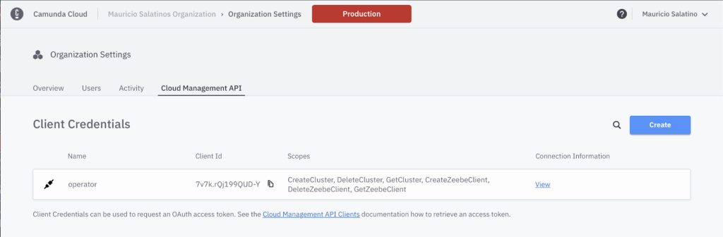 Cloud API Management Tab