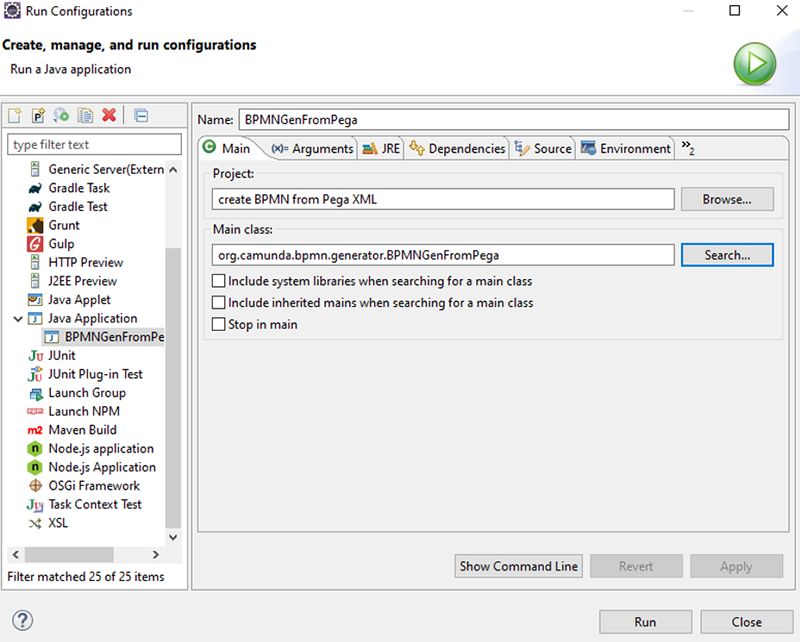 Create Manage and Run Configurations